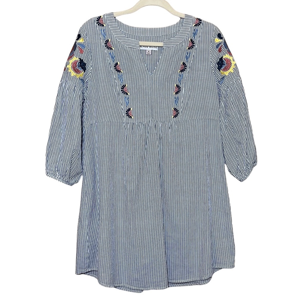 Knox Rose Women’s Bohemian Embroidered Tunic Dress Size M